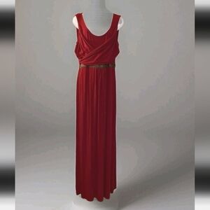 Kelly By Clinton Kelly Maxi A-line Elegant Red Sleeveless Dress Size Med. Tall